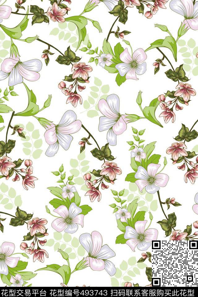 手绘小碎花底花数码印花华亿平台下载（图片编号: 493743） - 瓦栏（Walan）