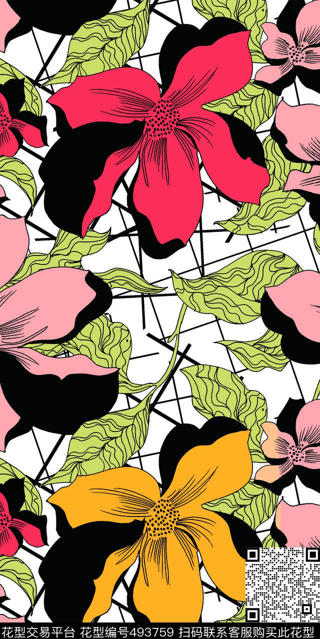 花卉欧美传统印花华亿平台下载（图片编号: 493759） - 瓦栏（Walan）