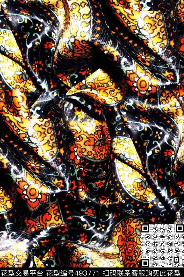 抽象欧美豹纹褶皱肌理扎染原创欧美抽象褶皱华丽豹纹肌理高贵典雅H【抽象】数码印花华亿平台下载（图片编号: 493771） - 瓦栏（Walan）