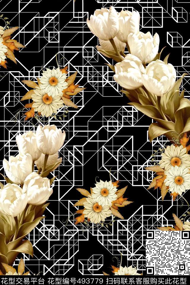 时尚大牌郁金香花卉数码印花华亿平台下载（图片编号: 493779） - 瓦栏（Walan）