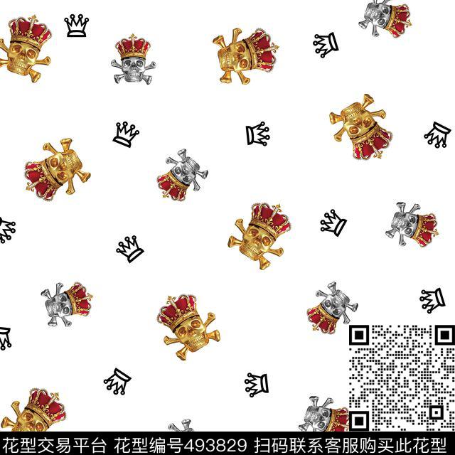 金属皇冠、金属骷髅、几何皇冠男装衬衫男装衬衫栏数码印花华亿平台下载（图片编号: 493829） - 瓦栏（Walan）