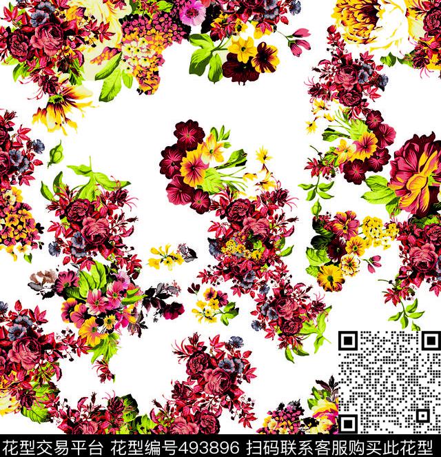 2016连衣裙长短裙主流华亿平台时尚大牌花卉手绘华亿平台数码印花华亿平台下载（图片编号: 493896） - 瓦栏（Walan）