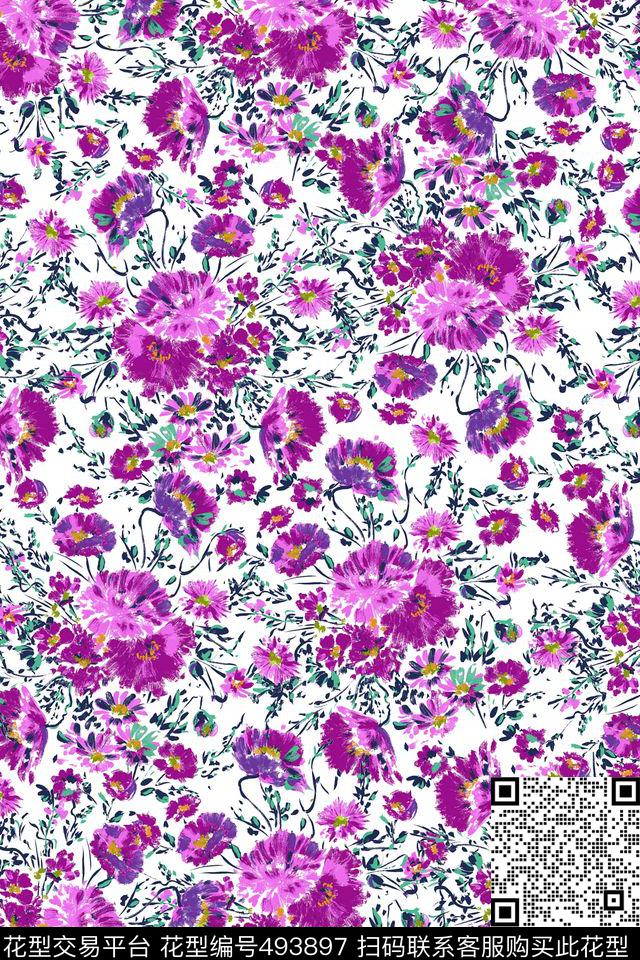 手绘小碎花小清新数码印花华亿平台下载（图片编号: 493897） - 瓦栏（Walan）