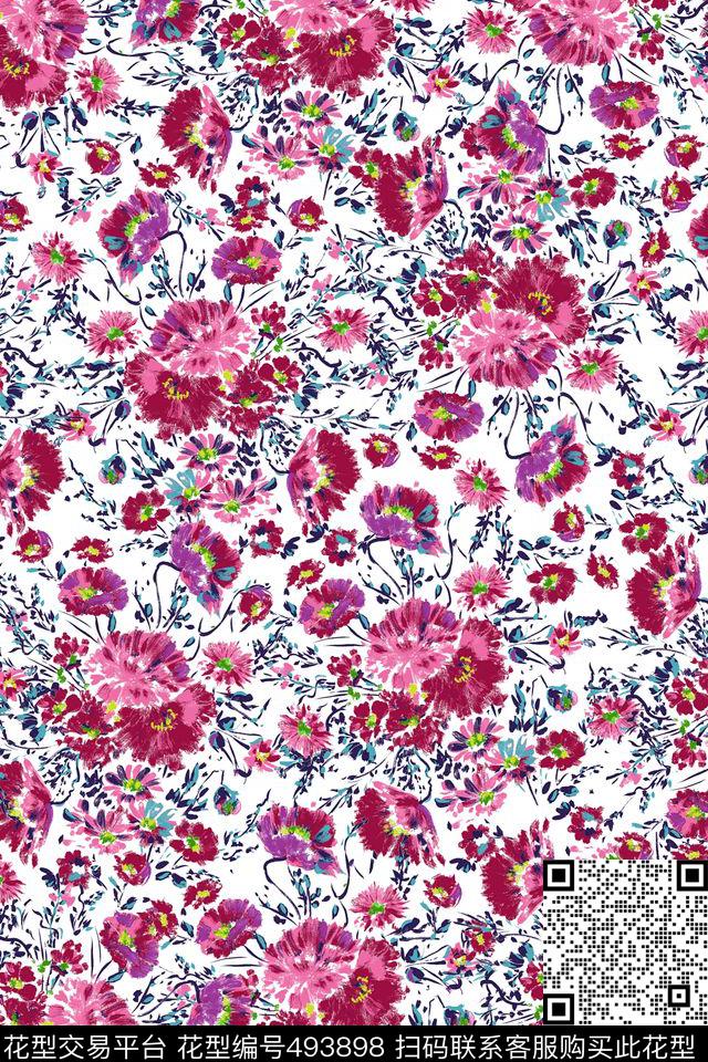 手绘小碎花小清新数码印花华亿平台下载（图片编号: 493898） - 瓦栏（Walan）