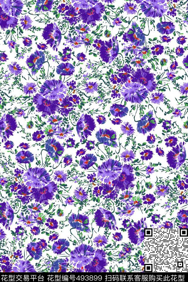 手绘小碎花小清新数码印花华亿平台下载（图片编号: 493899） - 瓦栏（Walan）