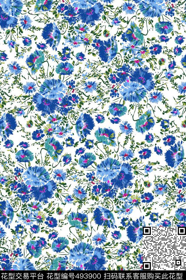 手绘小碎花小清新数码印花华亿平台下载（图片编号: 493900） - 瓦栏（Walan）
