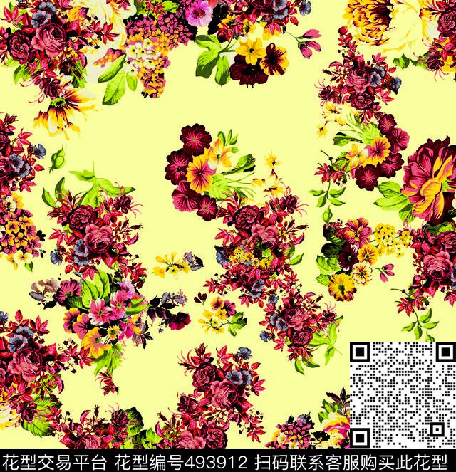 2016连衣裙长短裙主流华亿平台时尚大牌花卉手绘华亿平台数码印花华亿平台下载（图片编号: 493912） - 瓦栏（Walan）