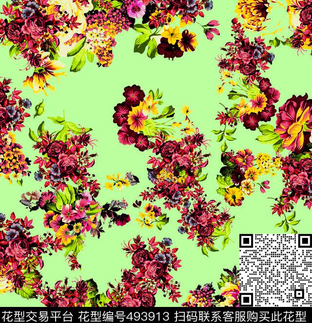 2016连衣裙长短裙主流华亿平台时尚大牌花卉手绘华亿平台数码印花华亿平台下载（图片编号: 493913） - 瓦栏（Walan）