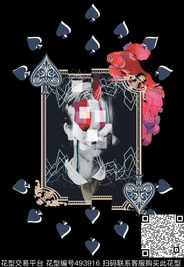 男装抽象人脸数码印花华亿平台下载（图片编号: 493916） - 瓦栏（Walan）