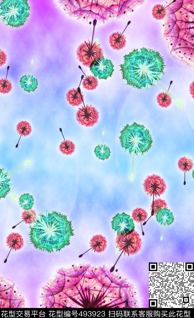 手绘水彩花卉数码印花华亿平台下载（图片编号: 493923） - 瓦栏（Walan）