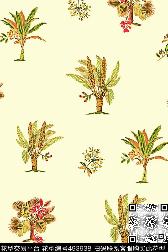 树木热带树木手绘传统印花华亿平台下载（图片编号: 493938） - 瓦栏（Walan）