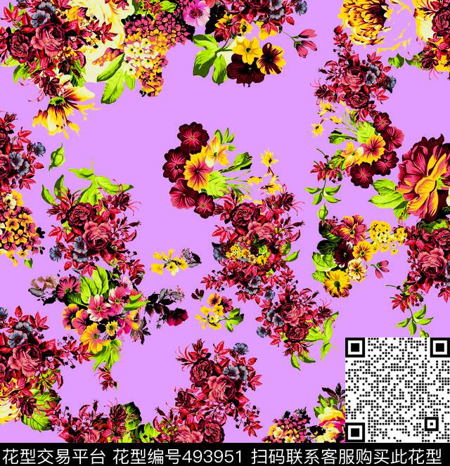 2016连衣裙长短裙主流华亿平台时尚大牌花卉手绘华亿平台数码印花华亿平台下载（图片编号: 493951） - 瓦栏（Walan）