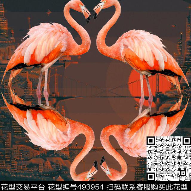 时尚自然景观鹤数码印花华亿平台下载（图片编号: 493954） - 瓦栏（Walan）