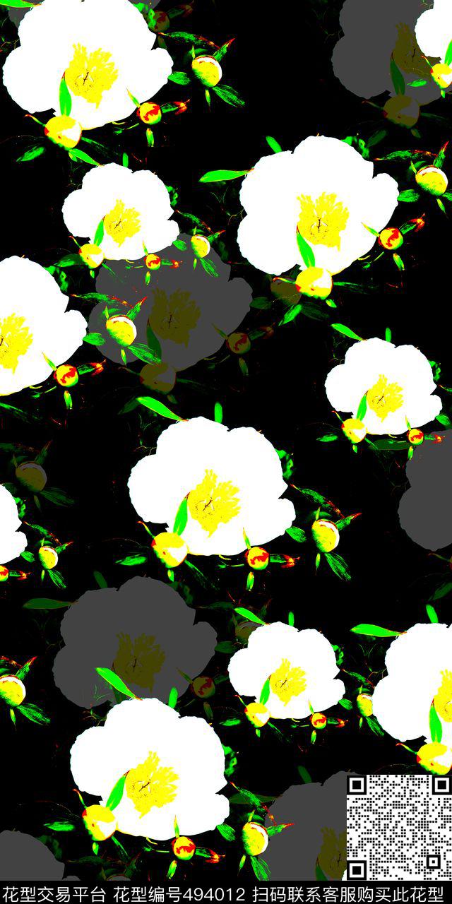 花卉简约花卉组合简约时尚数码印花华亿平台下载（图片编号: 494012） - 瓦栏（Walan）