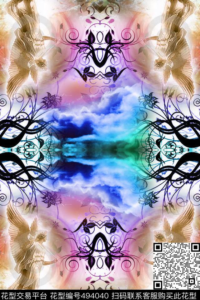 彩虹欧美天空数码印花华亿平台下载（图片编号: 494040） - 瓦栏（Walan）