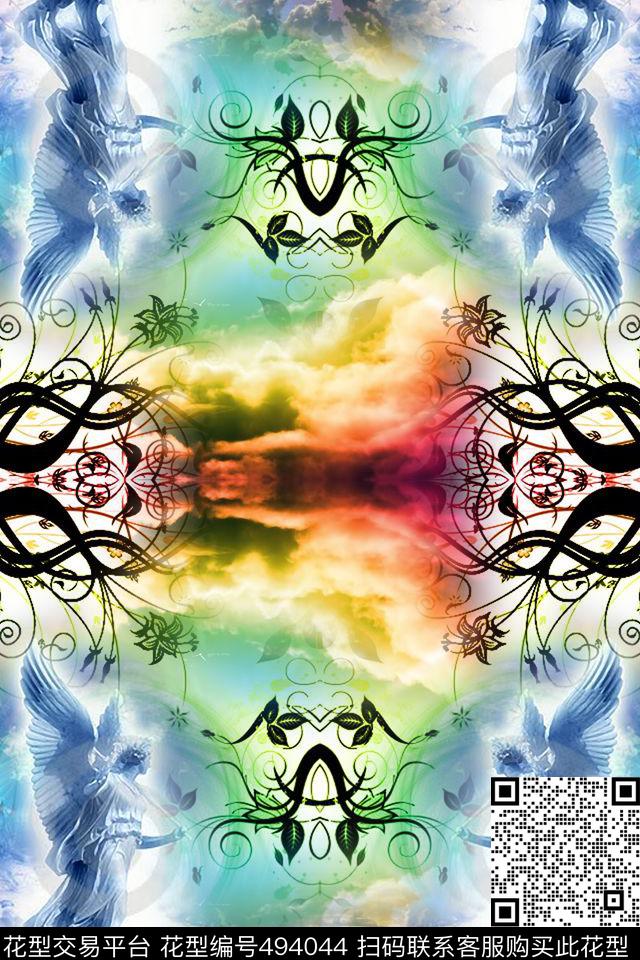 彩虹欧美天空数码印花华亿平台下载（图片编号: 494044） - 瓦栏（Walan）