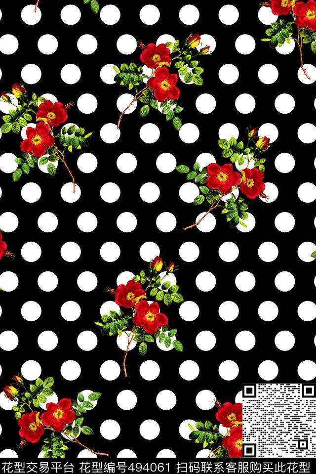 波点长裙纯手绘数码印花华亿平台下载（图片编号: 494061） - 瓦栏（Walan）