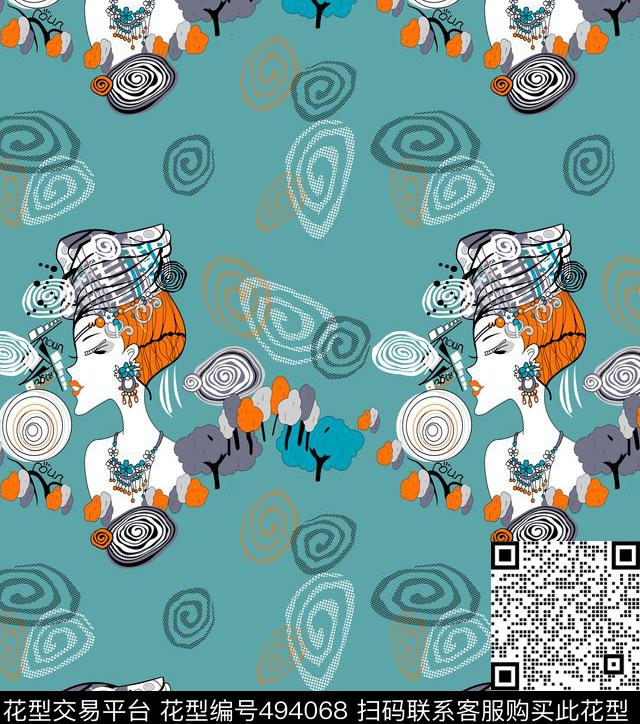 几何字母格子传统印花华亿平台下载（图片编号: 494068） - 瓦栏（Walan）