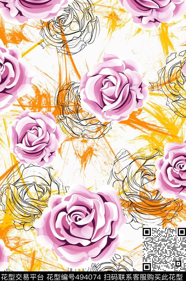 抽象可以传统时尚数码印花华亿平台下载（图片编号: 494074） - 瓦栏（Walan）