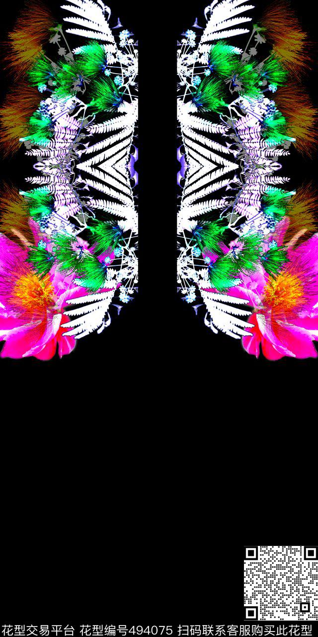 时尚定位花卉水彩花卉数码印花华亿平台下载（图片编号: 494075） - 瓦栏（Walan）