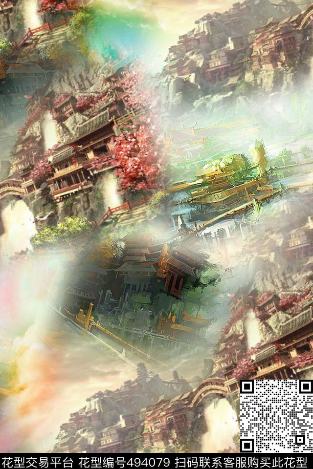 写意彩虹游戏场景数码印花华亿平台下载（图片编号: 494079） - 瓦栏（Walan）