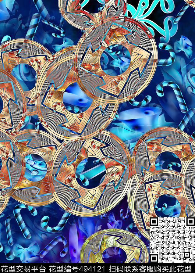 时尚大牌混搭数码印花华亿平台下载（图片编号: 494121） - 瓦栏（Walan）