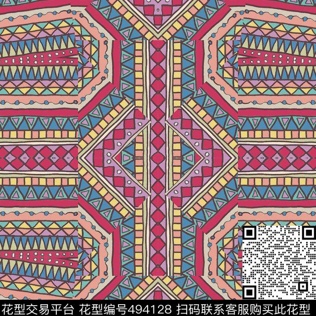 拼接民族风组合传统印花华亿平台下载（图片编号: 494128） - 瓦栏（Walan）