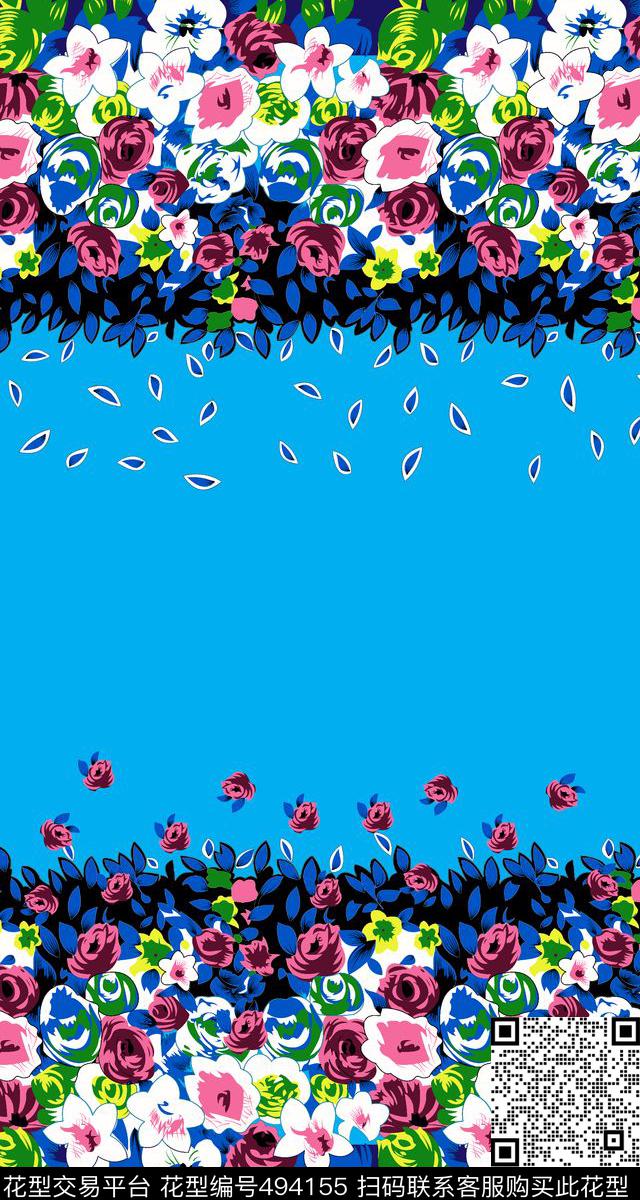 传统印花花卉叶子双边定位印花传统印花华亿平台下载（图片编号: 494155） - 瓦栏（Walan）