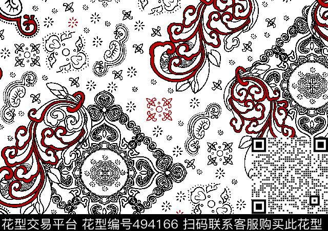 抽象火腿纹佩斯利传统印花华亿平台下载（图片编号: 494166） - 瓦栏（Walan）