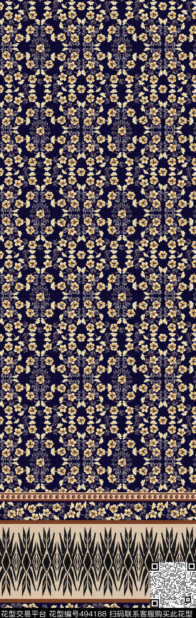 传统印花小花纹样花卉传统印花华亿平台下载（图片编号: 494188） - 瓦栏（Walan）