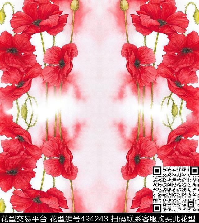 时尚花手绘传统印花华亿平台下载（图片编号: 494243） - 瓦栏（Walan）