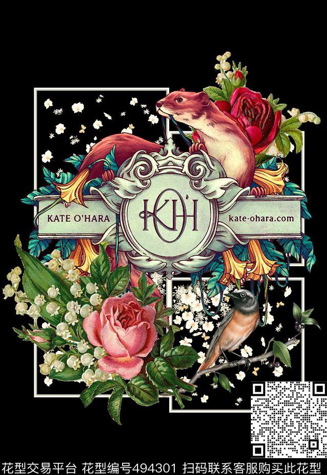 潮流时尚T恤卫衣夹克复古手绘花卉数码印花华亿平台下载（图片编号: 494301） - 瓦栏（Walan）