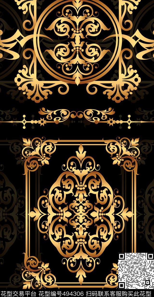 欧式宫廷花纹数码印花华亿平台下载（图片编号: 494306） - 瓦栏（Walan）