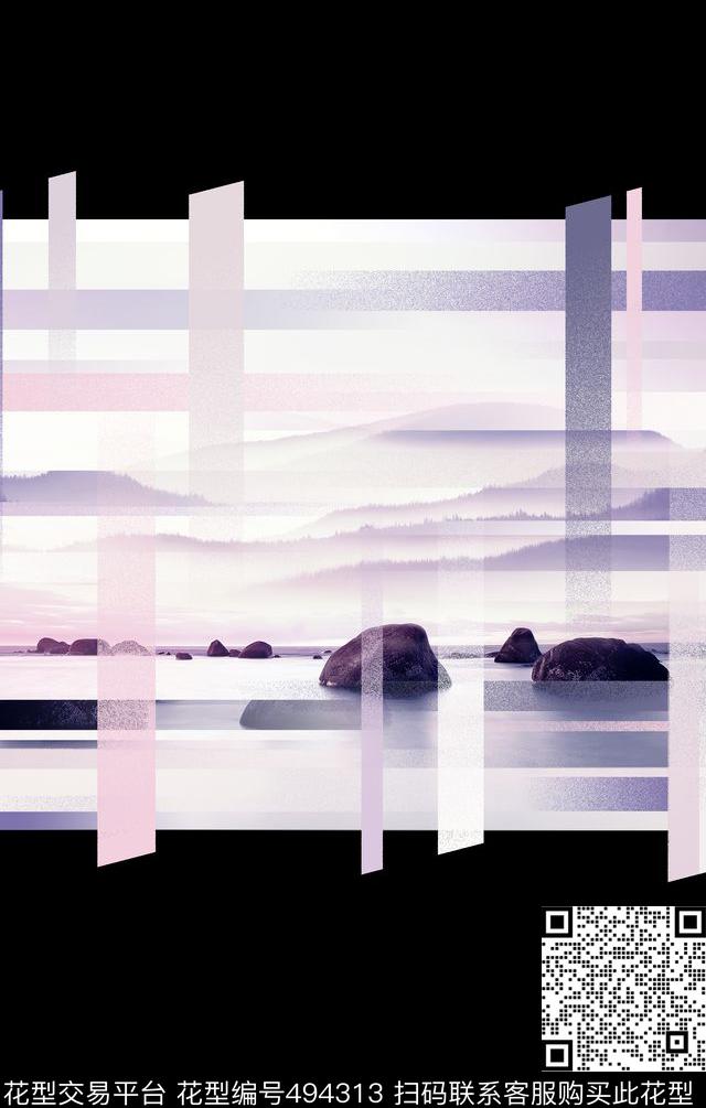 东方解构山水数码印花华亿平台下载（图片编号: 494313） - 瓦栏（Walan）