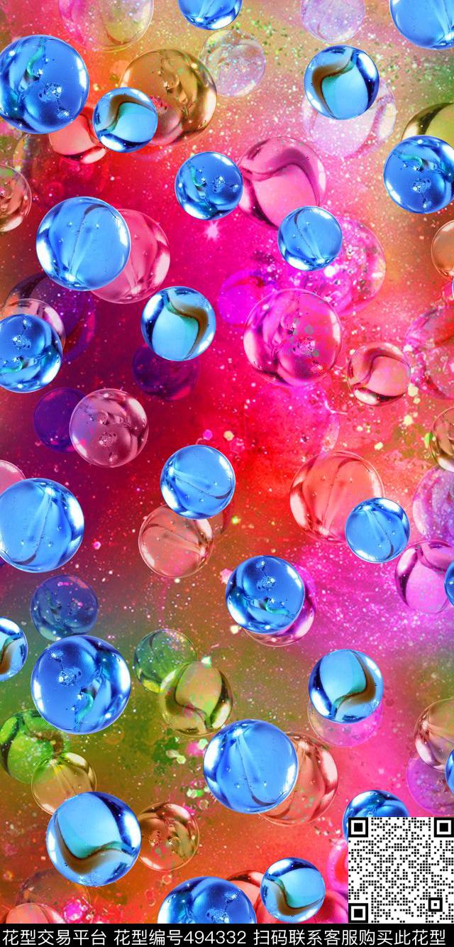 幻彩琉璃珠流行时尚欧美数码印花华亿平台下载（图片编号: 494332） - 瓦栏（Walan）