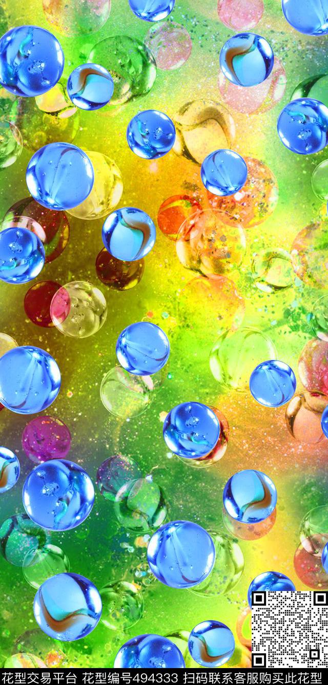 幻彩琉璃珠流行时尚欧美数码印花华亿平台下载（图片编号: 494333） - 瓦栏（Walan）