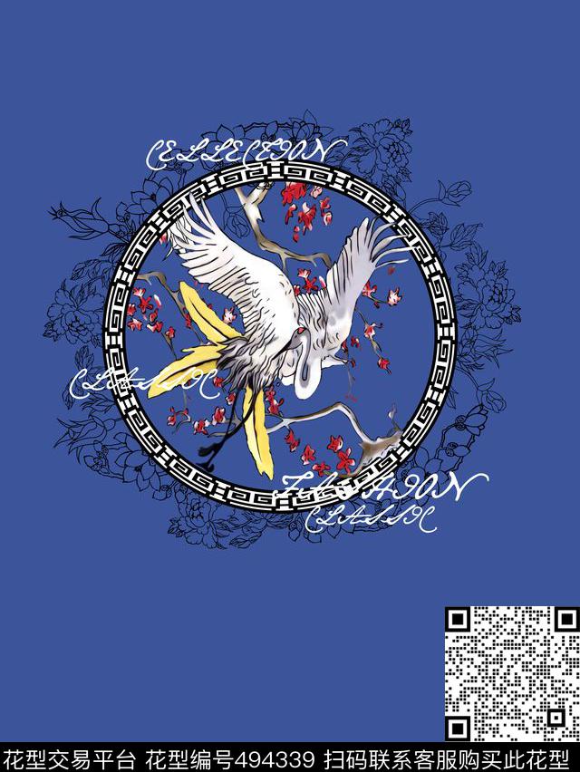 仙鹤中国风夹克传统印花华亿平台下载（图片编号: 494339） - 瓦栏（Walan）