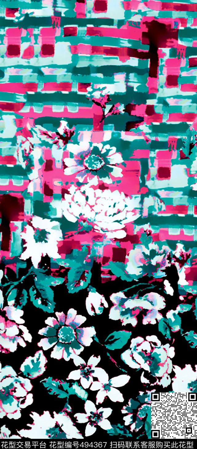 原创优雅花卉数码印花华亿平台下载（图片编号: 494367） - 瓦栏（Walan）
