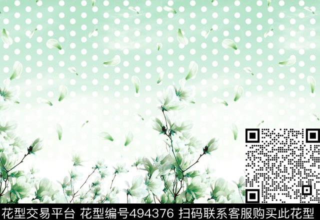 原创花卉优雅数码印花华亿平台下载（图片编号: 494376） - 瓦栏（Walan）