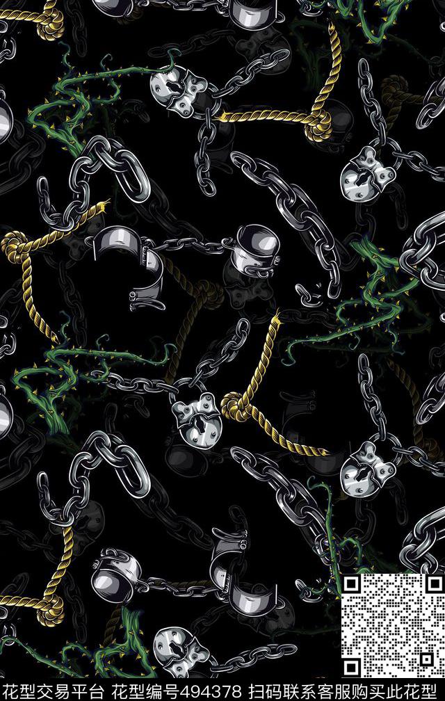 潮流时尚复古华亿平台个性铁链传统印花华亿平台下载（图片编号: 494378） - 瓦栏（Walan）