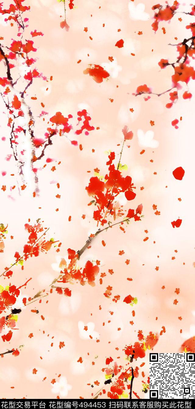 花卉小碎花梅花数码印花华亿平台下载（图片编号: 494453） - 瓦栏（Walan）