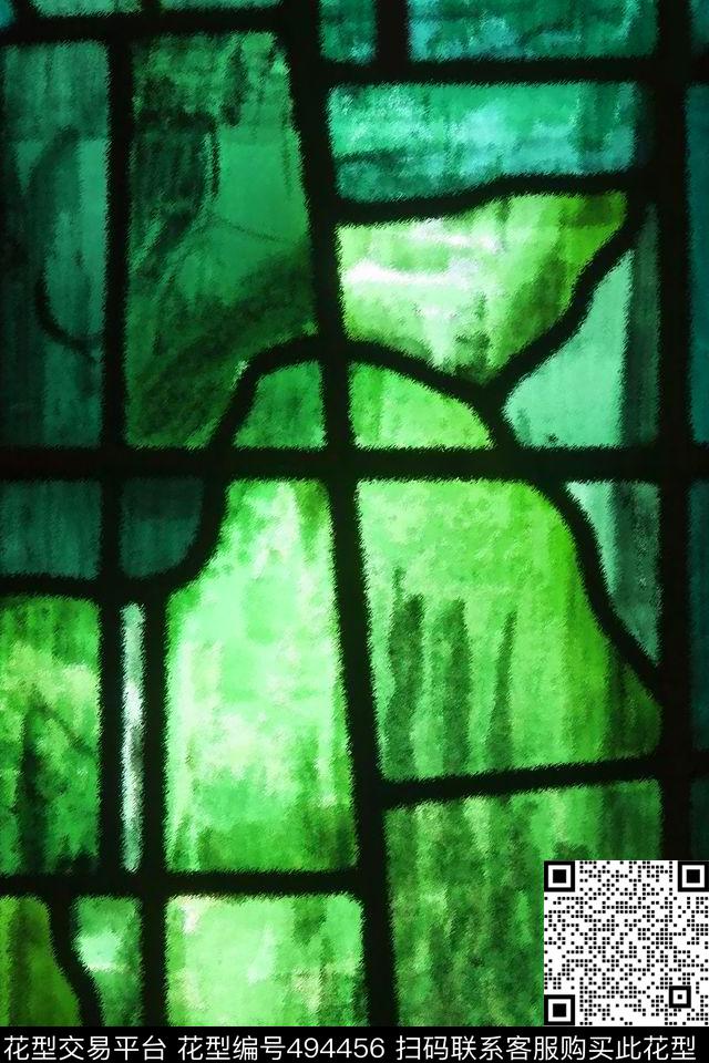 抽象几何玻璃流行时尚欧美数码印花华亿平台下载（图片编号: 494456） - 瓦栏（Walan）