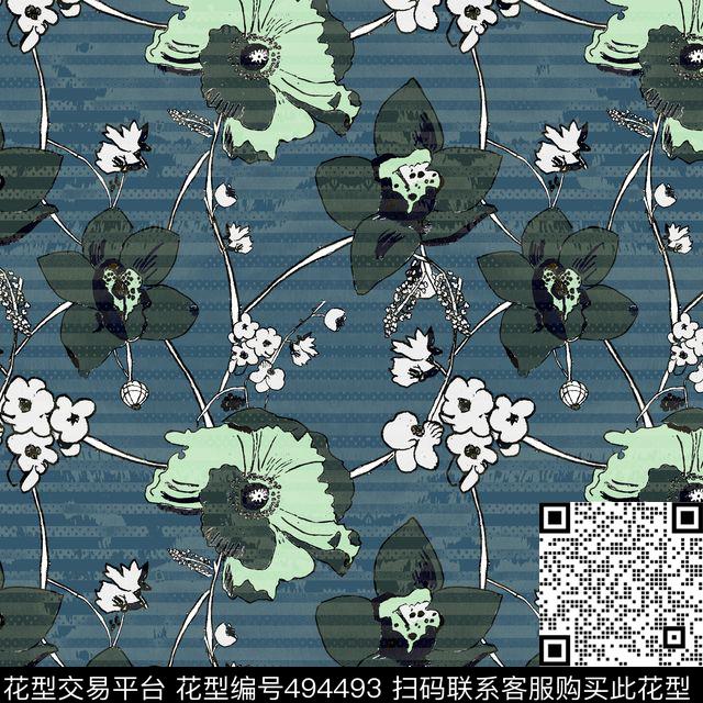 荷花素雅休闲印花传统印花华亿平台下载（图片编号: 494493） - 瓦栏（Walan）