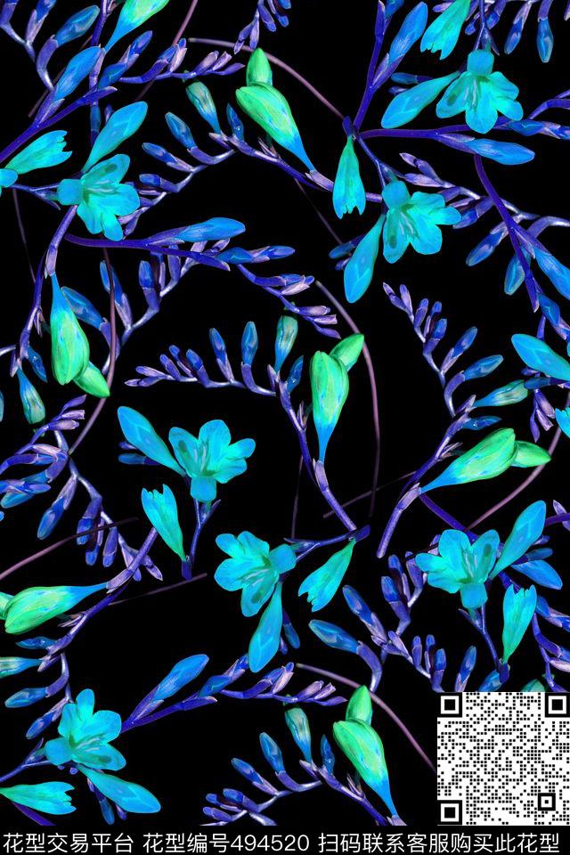 时尚小碎花花苞数码印花华亿平台下载（图片编号: 494520） - 瓦栏（Walan）