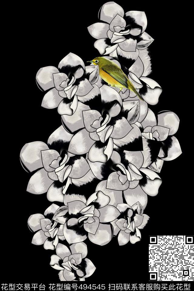 定位手绘水墨数码印花华亿平台下载（图片编号: 494545） - 瓦栏（Walan）