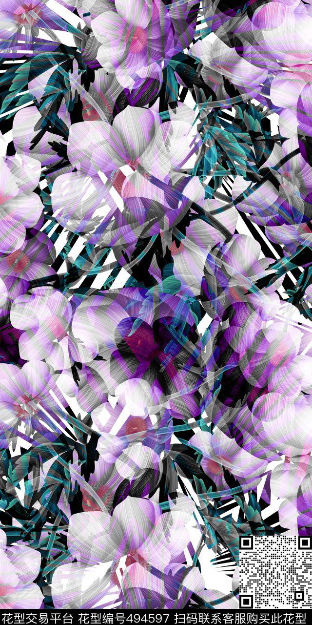 数码印花女装连衣裙沙发布数码印花华亿平台下载（图片编号: 494597） - 瓦栏（Walan）