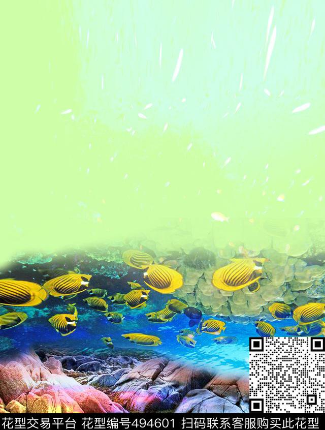 鱼水石头海洋数码印花华亿平台下载（图片编号: 494601） - 瓦栏（Walan）