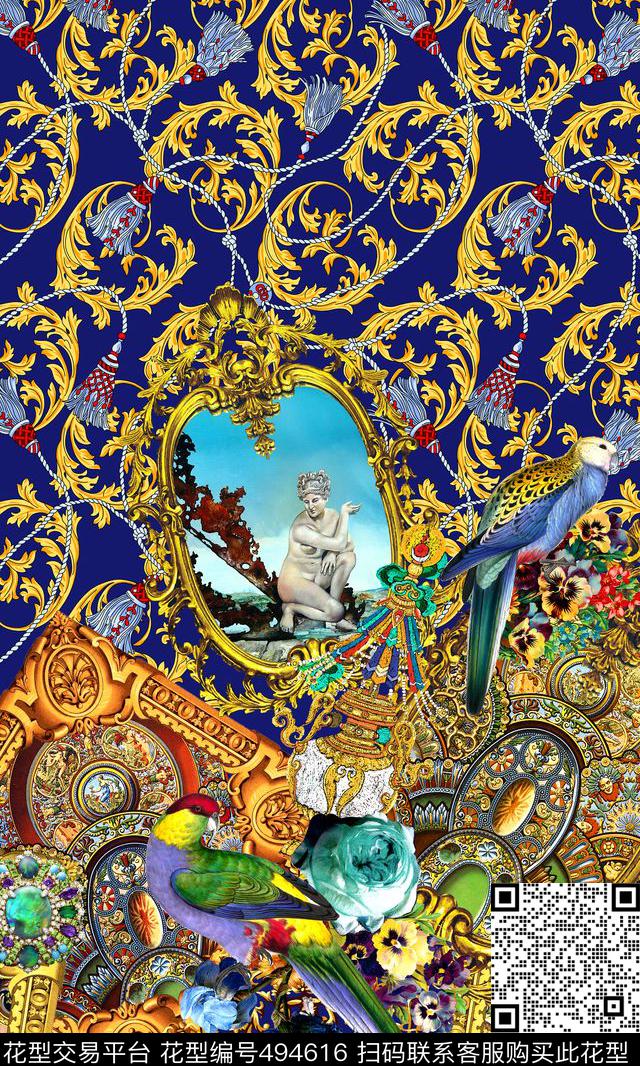 时尚相框花纹数码印花华亿平台下载（图片编号: 494616） - 瓦栏（Walan）