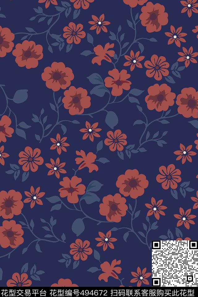 中老年小花3套色传统印花华亿平台下载（图片编号: 494672） - 瓦栏（Walan）