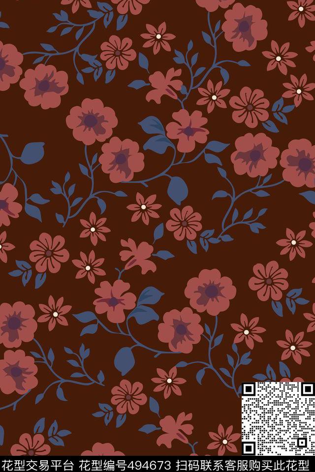 中老年小花3套色传统印花华亿平台下载（图片编号: 494673） - 瓦栏（Walan）